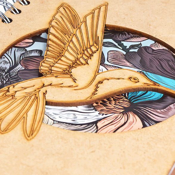 Hummingbird Flower Wood A5 Lined Journal