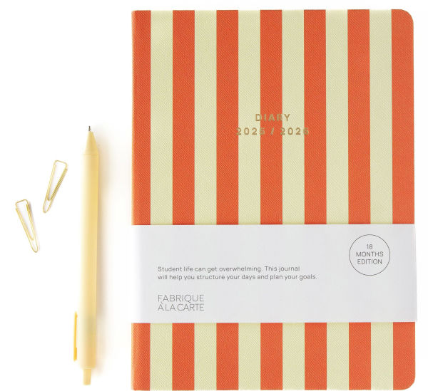 2025-2026 Fabrique a la Carte School Diary Striped Orange 18 month Planner