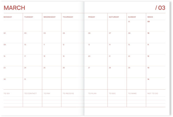 2025-2026 Fabrique a la Carte School Diary Striped Orange 18 month Planner