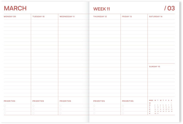 2025-2026 Fabrique a la Carte School Diary Striped Orange 18 month Planner