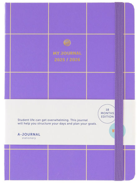 2025-2026 A-Journal School Diary Lilac Checkered 18 month Planner