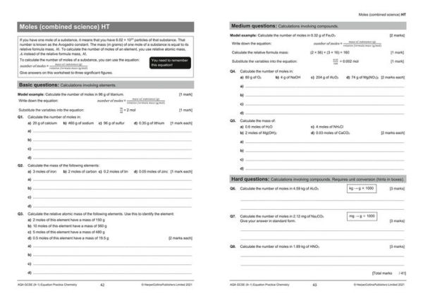 AQA GCSE Science (9-1) Equations Practice Pack