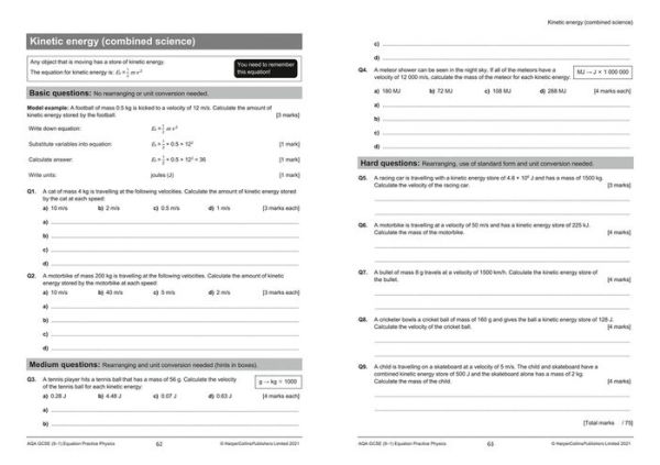 AQA GCSE Science (9-1) Equations Practice Pack