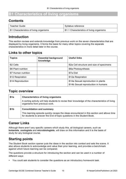 Cambridge IGCSET Combined Science Teacher Guide