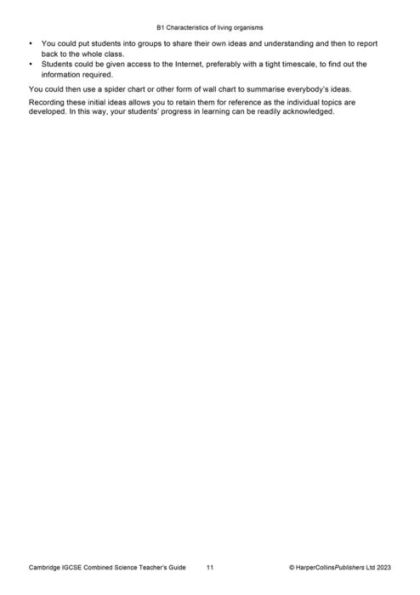 Cambridge IGCSET Combined Science Teacher Guide