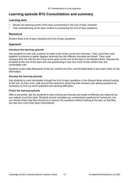 Cambridge IGCSET Combined Science Teacher Guide