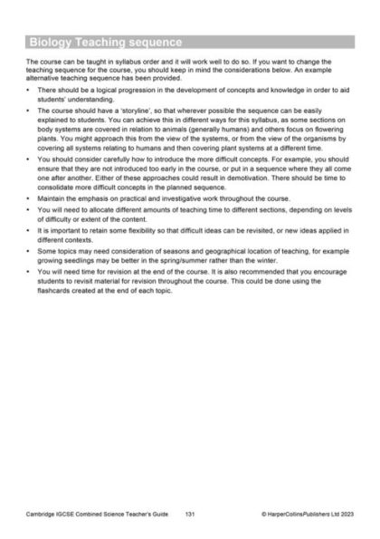 Cambridge IGCSET Combined Science Teacher Guide