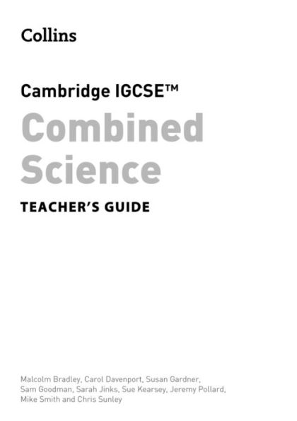 Cambridge IGCSET Combined Science Teacher Guide