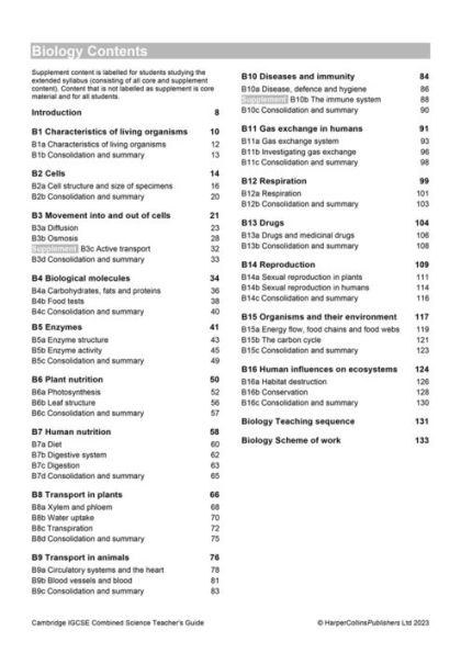 Cambridge IGCSET Combined Science Teacher Guide