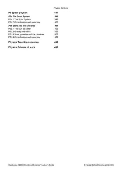Cambridge IGCSET Combined Science Teacher Guide