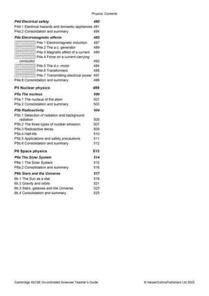 Cambridge IGCSET Co-ordinated Sciences Teacher Guide