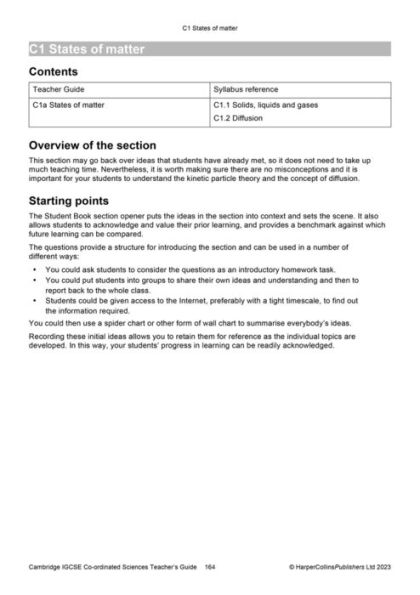 Cambridge IGCSET Co-ordinated Sciences Teacher Guide