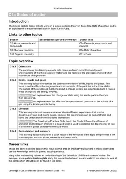 Cambridge IGCSET Co-ordinated Sciences Teacher Guide
