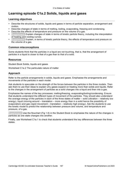 Cambridge IGCSET Co-ordinated Sciences Teacher Guide