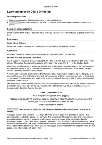 Cambridge IGCSET Co-ordinated Sciences Teacher Guide