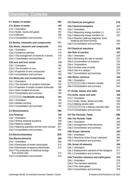 Cambridge IGCSET Co-ordinated Sciences Teacher Guide