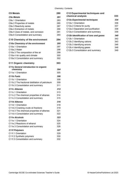 Cambridge IGCSET Co-ordinated Sciences Teacher Guide