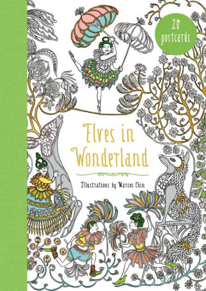 Elves in Wonderland 20 Postcards: A Coloring Book