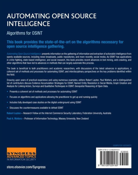 Automating Open Source Intelligence: Algorithms for OSINT