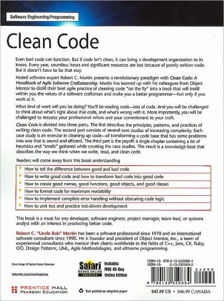 Clean Code: A Handbook of Agile Software Craftsmanship + Clean