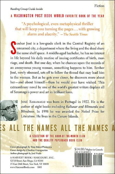 All the Names by José Saramago, Paperback