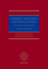 Title: Company Meetings and Resolutions: Law, Practice, and Procedure, Author: Leslie Kosmin