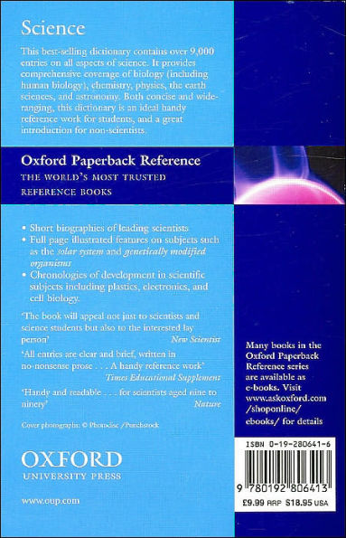 A Dictionary of Science (Oxford Paperback Reference Series) / Edition 5