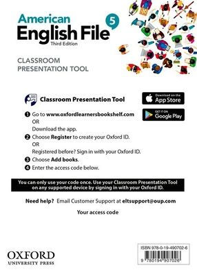 American English File Level 5 Classroom Presentation Tool Access Card