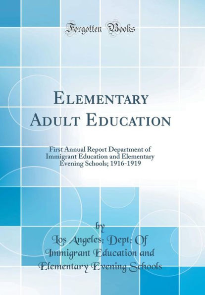 Elementary Adult Education: First Annual Report Department of Immigrant Education and Elementary Evening Schools; 1916-1919 (Classic Reprint)