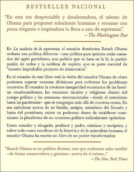 La audacia de la esperanza: Reflexiones sobre cómo restaurar el sueño americano (The Audacity of Hope: Thoughts on Reclaiming the American Dream)