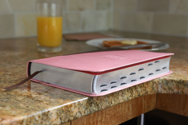 NIV, Premium Gift Bible, Leathersoft, Pink/Brown, Red Letter, Thumb Indexed, Comfort Print: The Perfect Bible for Any Gift-Giving Occasion