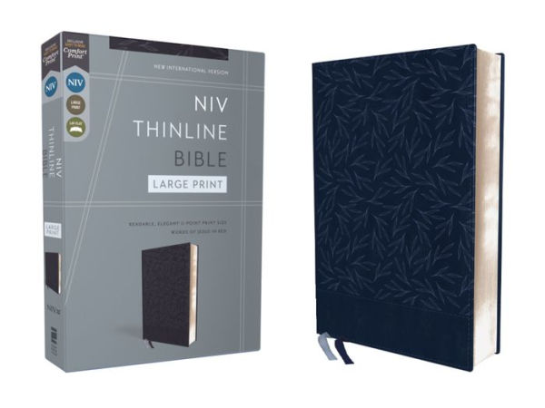 NIV, Thinline Bible, Large Print, Leathersoft, Navy, Red Letter, Comfort Print