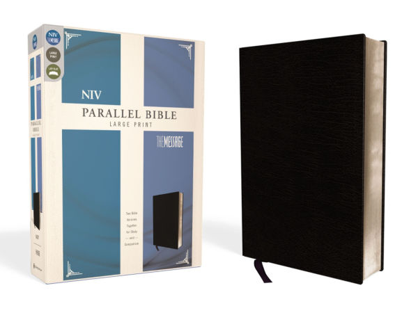 NIV, The Message, Parallel Bible, Large Print, Bonded Leather, Black: Two Bible Versions Together for Study and Comparison