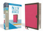 NIV, Thinline Bible, Compact, Leathersoft, Pink/Brown, Red Letter, Comfort Print