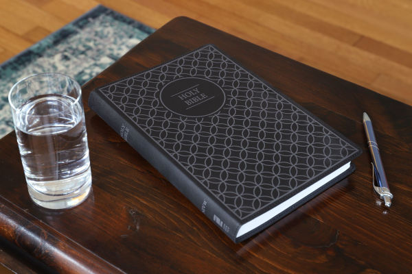 NIV, Value Thinline Bible, Large Print, Leathersoft, Gray/Black, Comfort Print