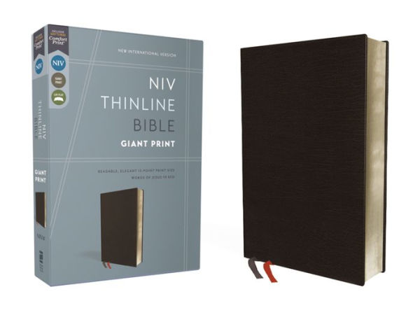 NIV, Thinline Bible, Giant Print, Bonded Leather, Black, Red Letter, Comfort Print
