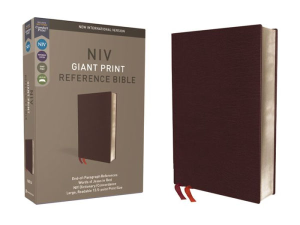 NIV, Reference Bible, Giant Print, Bonded Leather, Burgundy, Red Letter, Comfort Print
