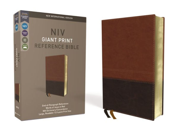 NIV, Reference Bible, Giant Print, Leathersoft, /Brown, Red Letter