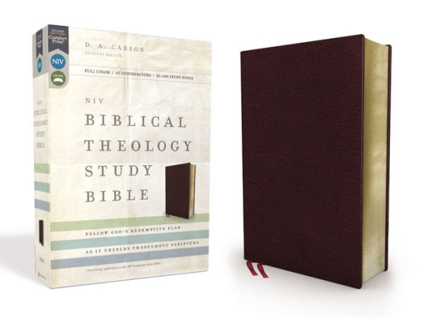 NIV, Biblical Theology Study Bible (Trace the Themes of Scripture), Bonded Leather, Burgundy, Comfort Print: Follow God's Redemptive Plan as It Unfolds throughout Scripture