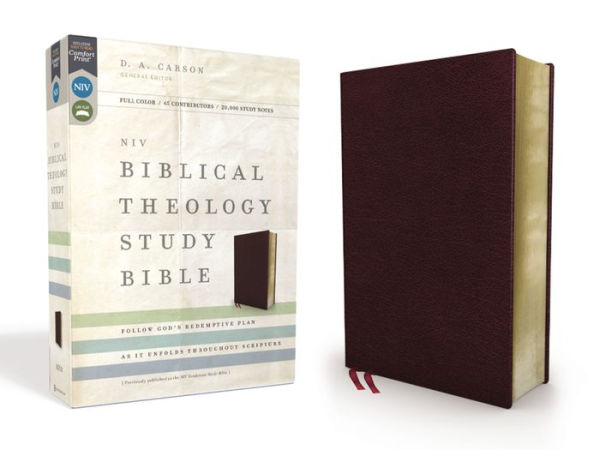 NIV, Biblical Theology Study Bible (Trace the Themes of Scripture), Bonded Leather, Burgundy, Thumb Indexed, Comfort Print: Follow God's Redemptive Plan as It Unfolds throughout Scripture