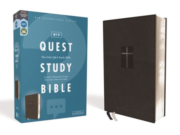 NIV, Quest Study Bible, Leathersoft, Black, Comfort Print: The Only Q and A Study Bible