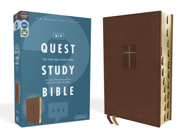 NIV, Quest Study Bible, Leathersoft, Brown, Thumb Indexed, Comfort Print: The Only Q and A Study Bible