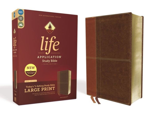 NIV, Life Application Study Bible, Third Edition, Large Print, Leathersoft, Brown, Red Letter