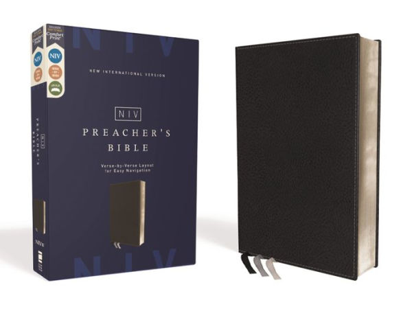 NIV, Preacher's Bible, Verse-by-Verse Format, Leathersoft, Black, Line Matched, Comfort Print