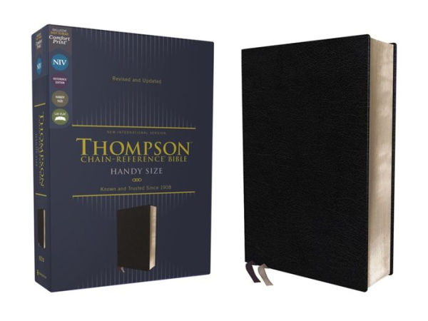 NIV, Thompson Chain-Reference Bible, Handy Size, European Bonded Leather, Black, Red Letter, Comfort Print
