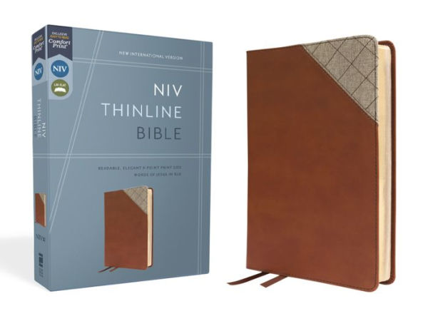 NIV, Thinline Bible, Leathersoft, Brown, Red Letter, Comfort Print