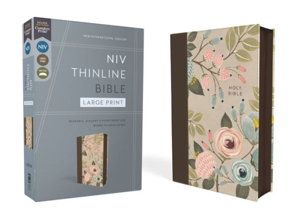 NIV, Thinline Bible, Large Print, Leathersoft, Floral, Zippered, Red Letter, Comfort Print