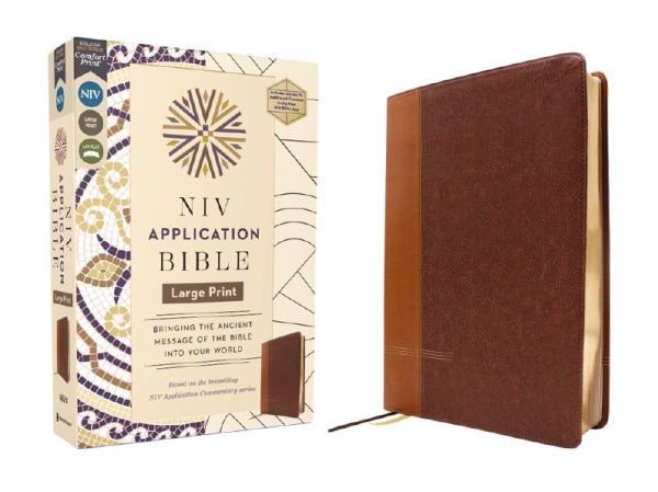 NIV Application Bible, Large Print, Leathersoft, Brown, Red Letter, Comfort Print: Bringing the Ancient Message of the Bible into Your World