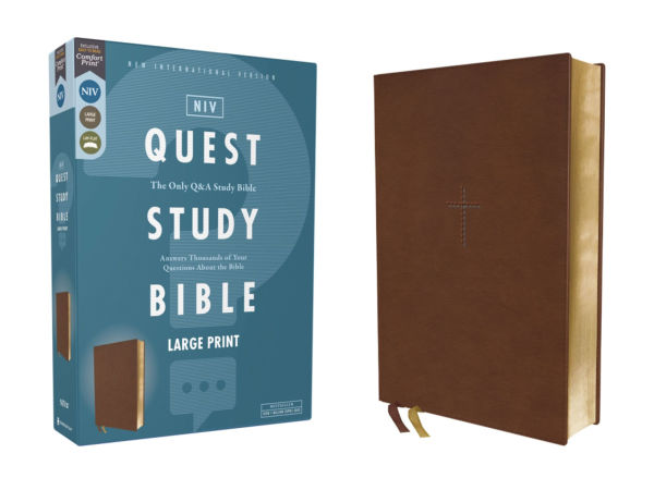 NIV, Quest Study Bible, Large Print, Leathersoft, Brown, Comfort Print: The Only Q and A Study Bible