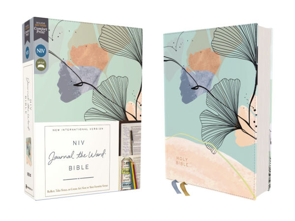 NIV, Journal the Word Bible (Perfect for Note-Taking), Leathersoft, Teal/Floral, Red Letter, Comfort Print: Reflect, Take Notes, or Create Art Next to Your Favorite Verses